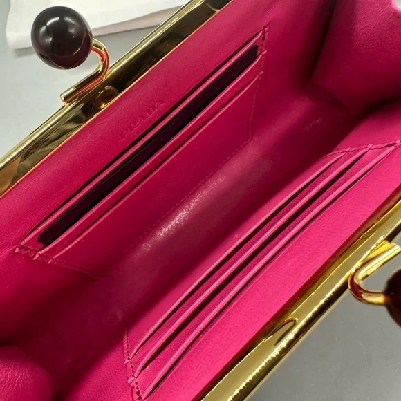 Prada Peonia leather kiss-lock mini clutch bag wallet- new - Picture 4 of 16